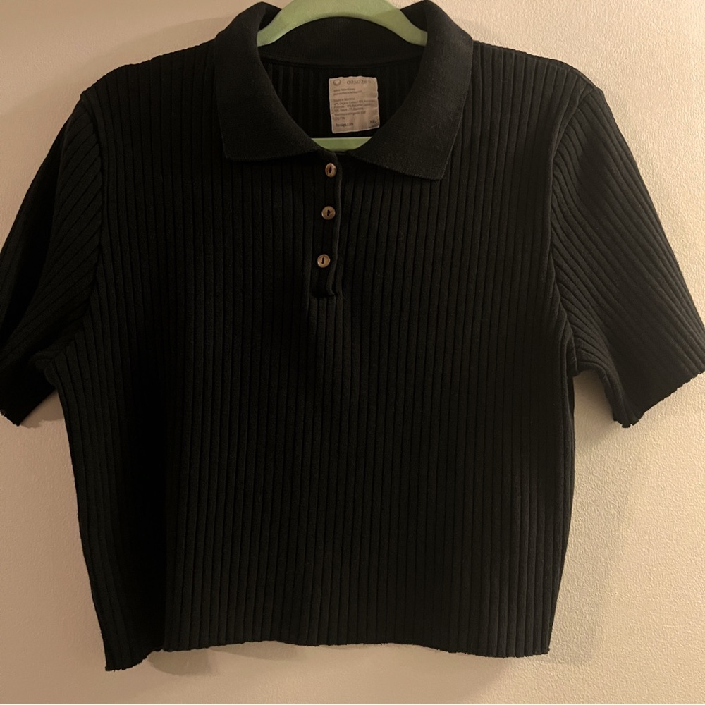 black cute crop top ribbed